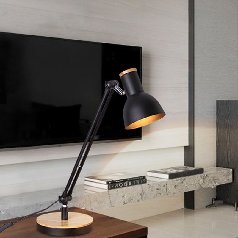 Gewölbter Metallschreibtisch Licht Moderne 1 Glühbirne Schwarz/Weiß Nachttischlampe mit rotierenden Knoten