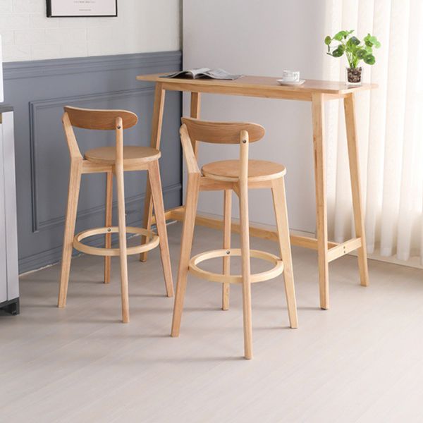Scandinavian Rubberwood Home Stool Matte Finish Upholstered Bar Stools