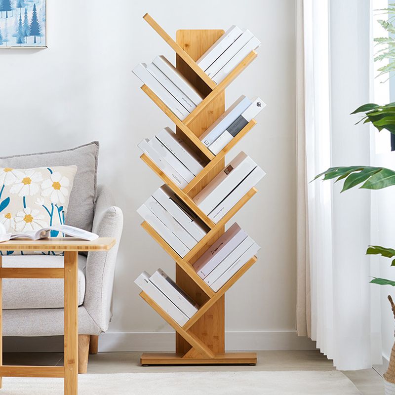 Etagere Contemporary Bamboo Bookcase Open Back Bookshelf for Office