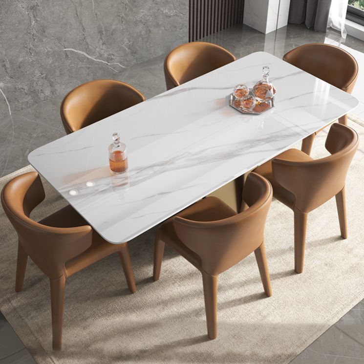 Glam Dining Set 1/2/4/7 Pieces Sintered Stone Top Table with Wingback Chairs