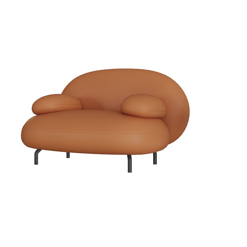 Contemporary 29.5" H Orange Faux Leather Pillow Top Arm Sofa