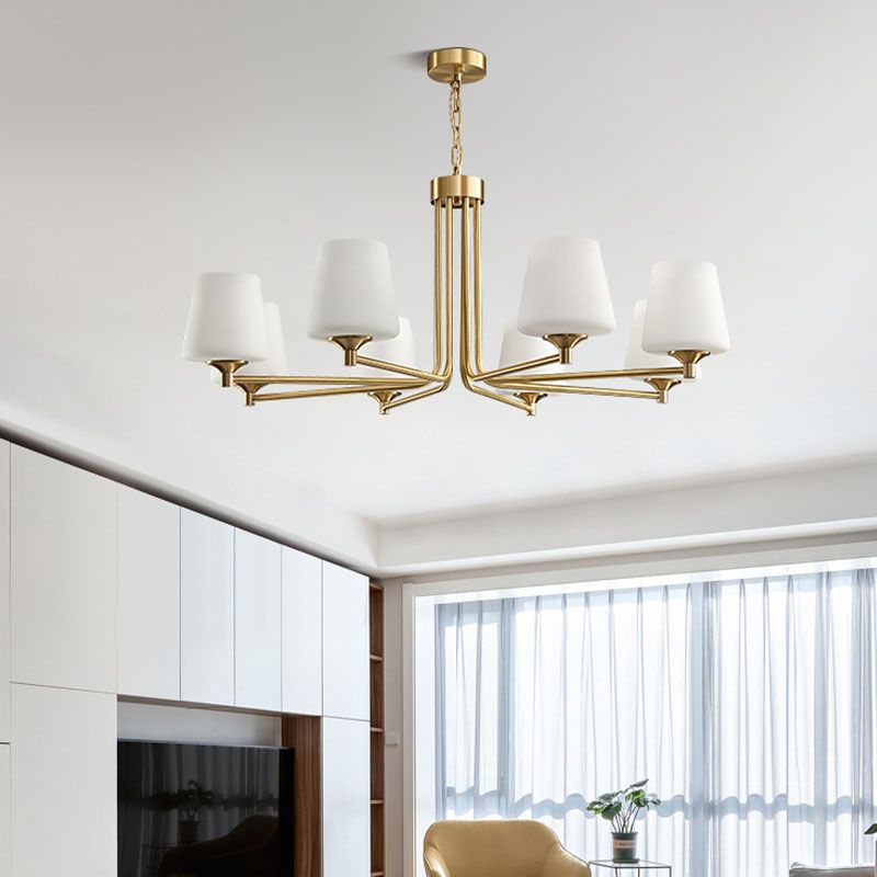 Moderne stijl conische plafondophanging verlichting multi -lichten melkglas plafond kroonluchter