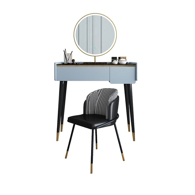 Glam Wooden Frame Dressing Table Slate Top Vanity with Drawers