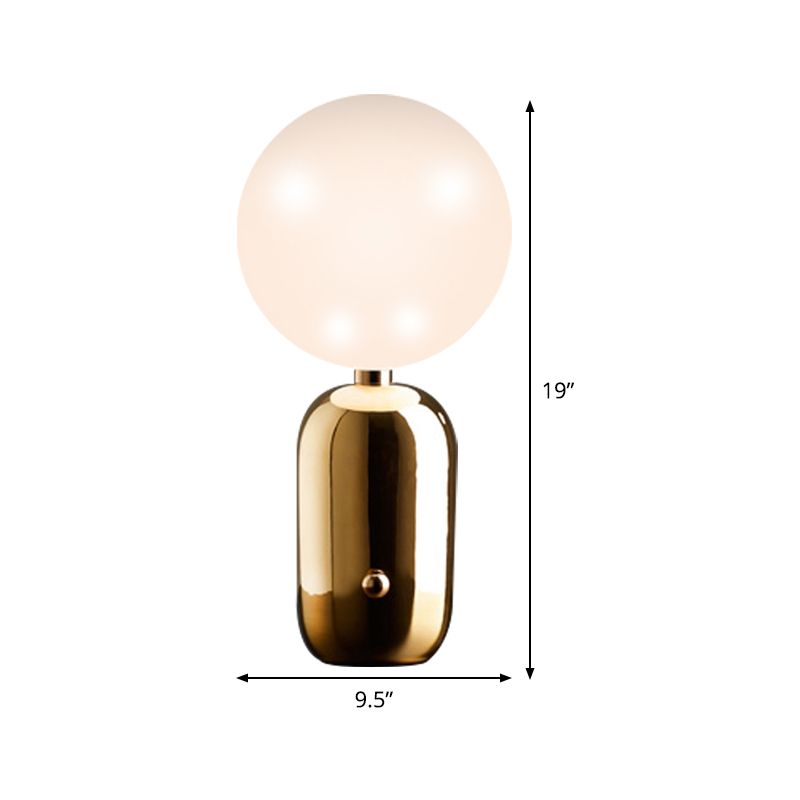Iluminación de tareas esféricas Vidrio lechoso Modernista 1 Lámpara de escritorio pequeño de oro, 7 "/9.5" de ancho