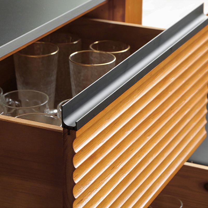Stone Top Kitchen Island Modern Style Rectangle with 6 Drawers