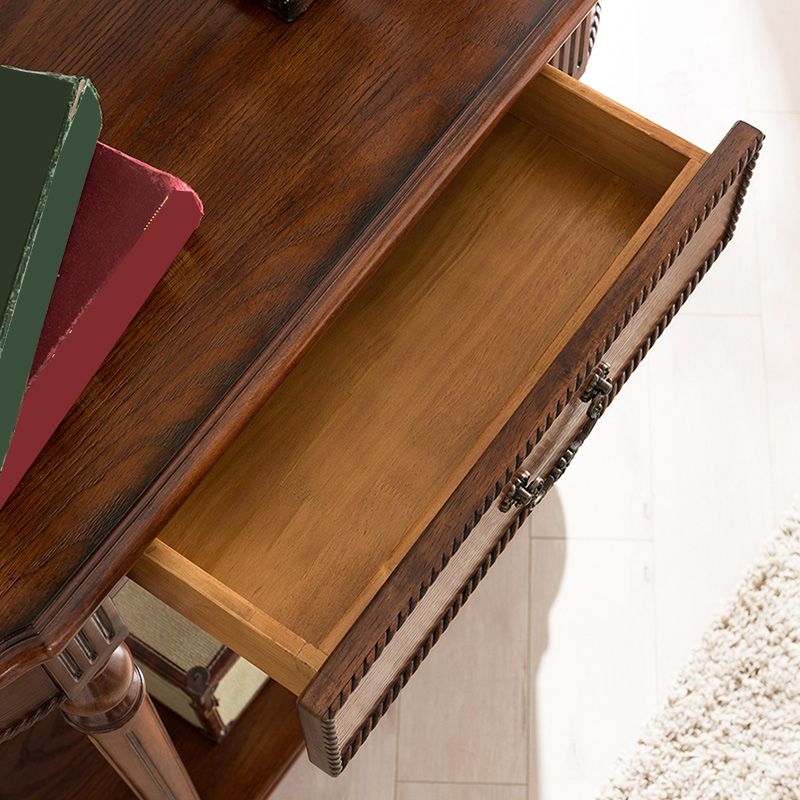 Mid-Century Modern Solid WoodTable, 35.43" H Console Accent Table in Brone
