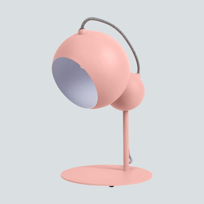Lampada da tavolo globo rosa/giallo/verde Lampada da lettura modernista metallizzata a 1 luce con paralume regolabile per camera da letto