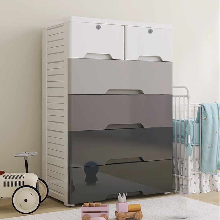 Contemporary Bedroom Wardrobe Plastic Drawers Storage Armoire