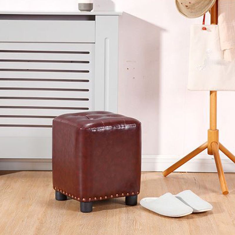 Trendy Leather Ottoman Plain Square Leather Foot Indoor  Stool Ottoman
