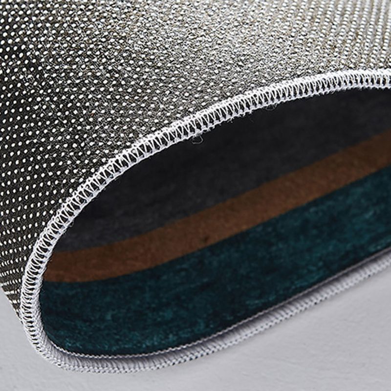 Blue Living Room Carpet Geometric Pattern Polyester Area Rug Non-Slip Backing Rug