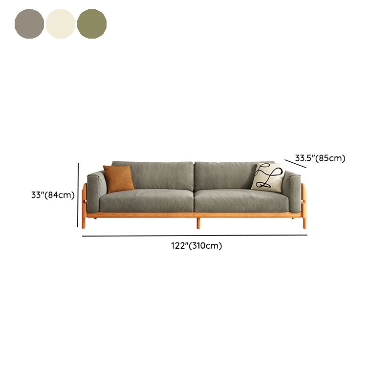 Solid Wood Square Arm Sofa Slipcovered Corduroy Cushions Sofa