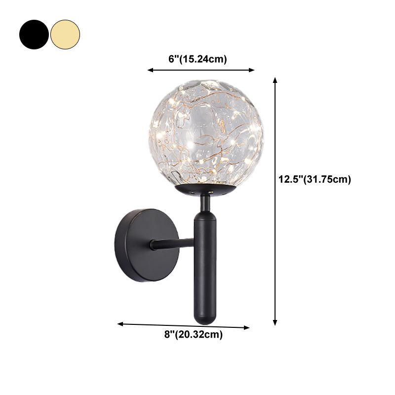 Stile moderno a forma sferica murale vetro sconce 1 illuminazione da parete leggera per accanto