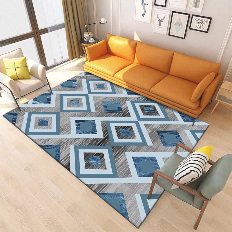 Creative Geometric Indoor Carpet Rug Living Room Washable Polyster Carpet with Non-Slip Backing