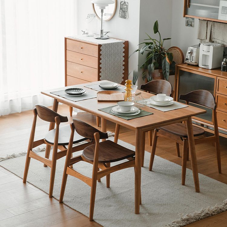 Open Back Dining Side Chair Contemporary Walnut Wood Dining Chair