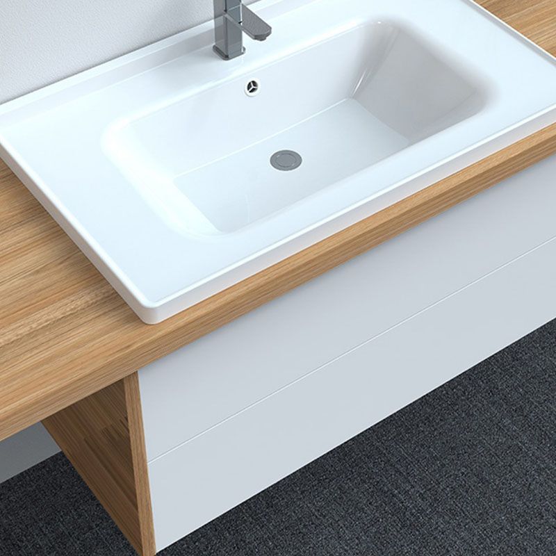 Modern Basin Sink Porcelain with Overflow Drop-in Bathroom Sink(Not Included Faucet)