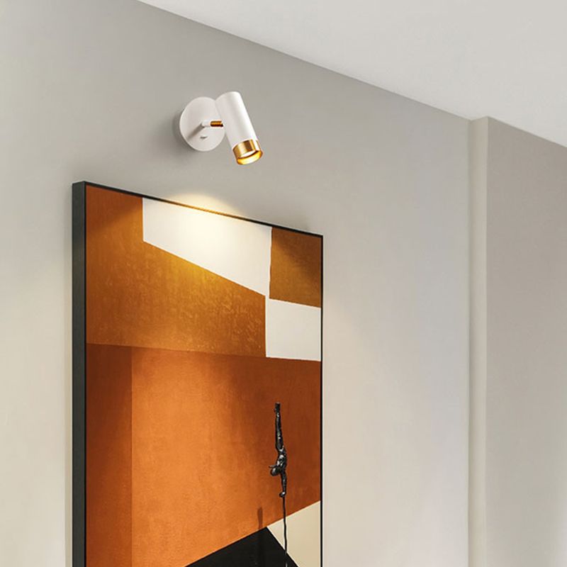 1-Light Modern Metal Wall Light Cylinder 5" High Reading Wall Sconce with Switch