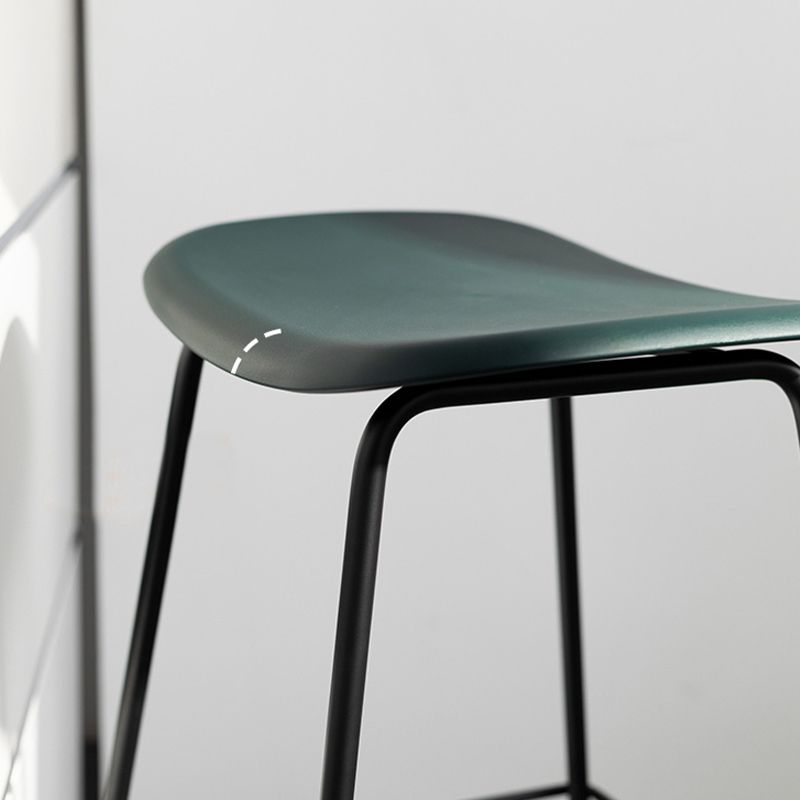 Contemporary Contoured Seat Armless Bar Stools with Metal Legs