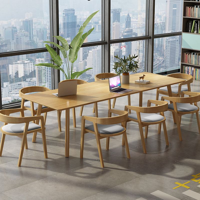 Mesa de comedor rectangular contemporánea de madera maciza mesa de madera con 4 patas