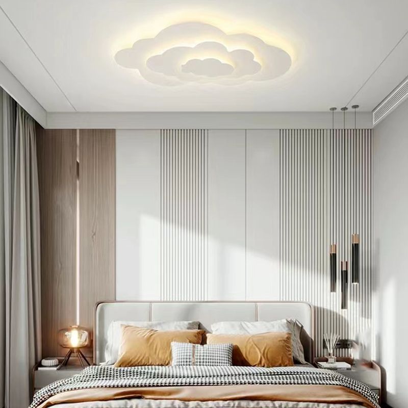 Nordic Style Ceiling Light Fixture Cloud Flush Mount in White for Bedroom