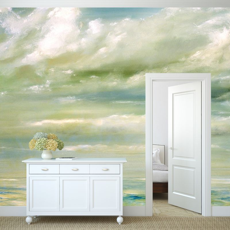 Photography Cloudy Sea Mural Decal Large Wall Decor for Living Room, Custom Size Available