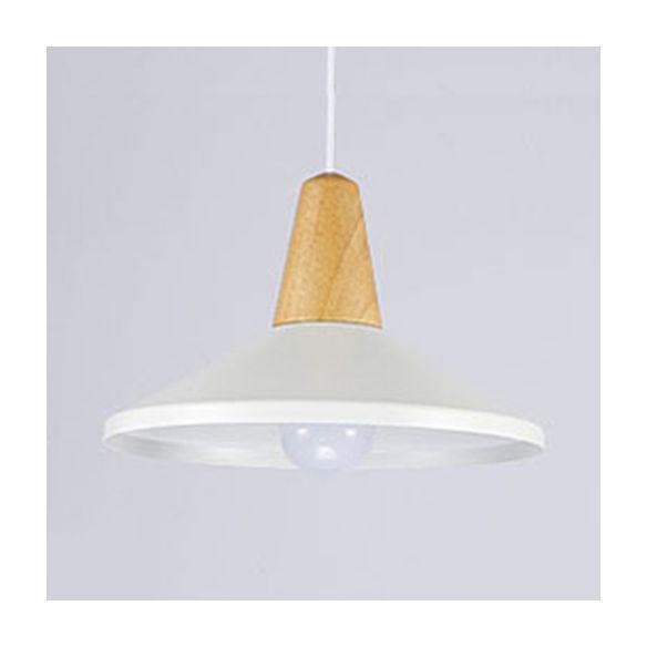 One Head Suspension Light Nordic Stylish Aluminum & Wood Pendant Light for Study Room