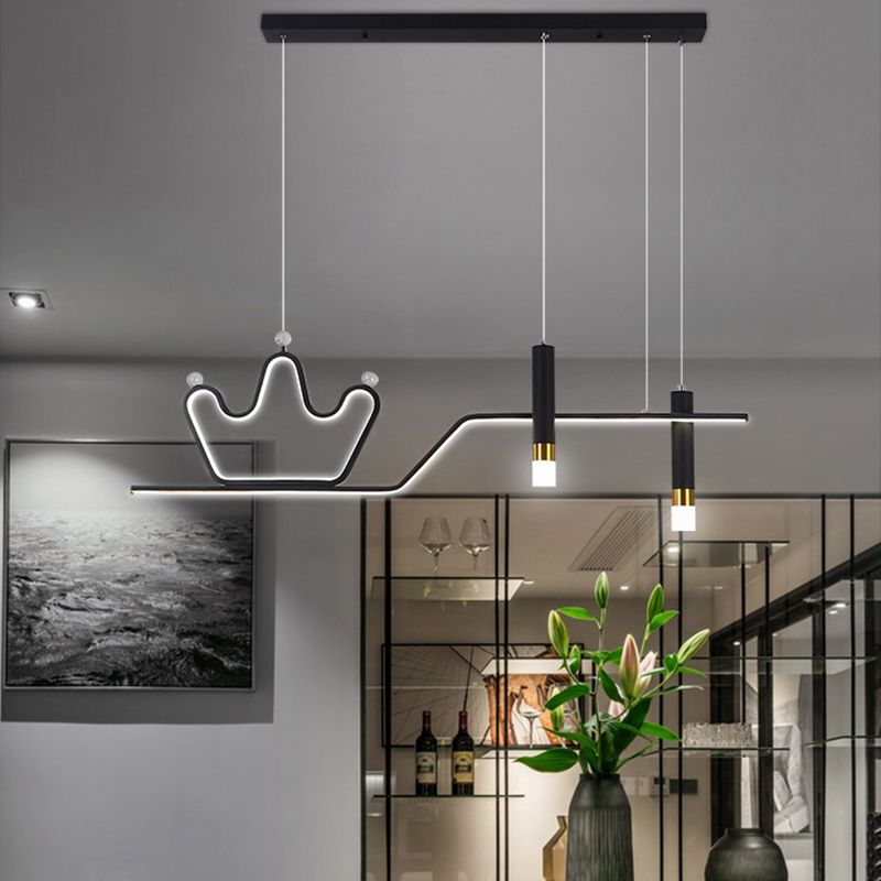 Metallkrone Anhänger Licht stilvolle minimalistische LED -LED -Lampe für Esszimmer