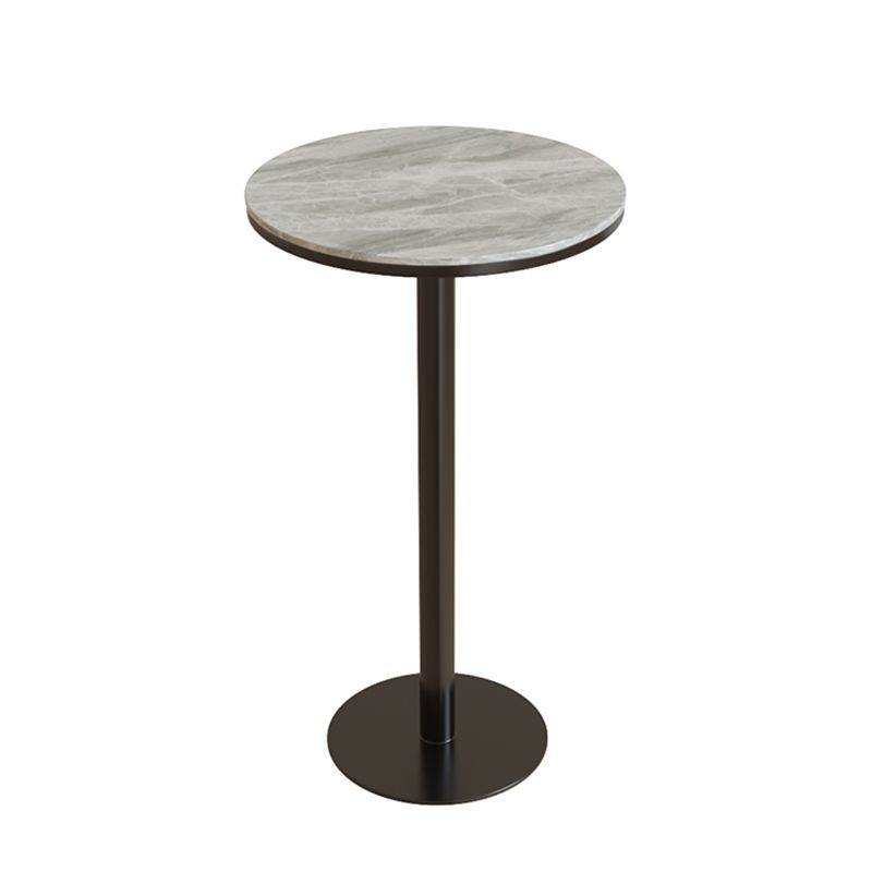 Modern Round Bar Table Set 1/3 Pcs Stone Top Bar Table and Leather Stools