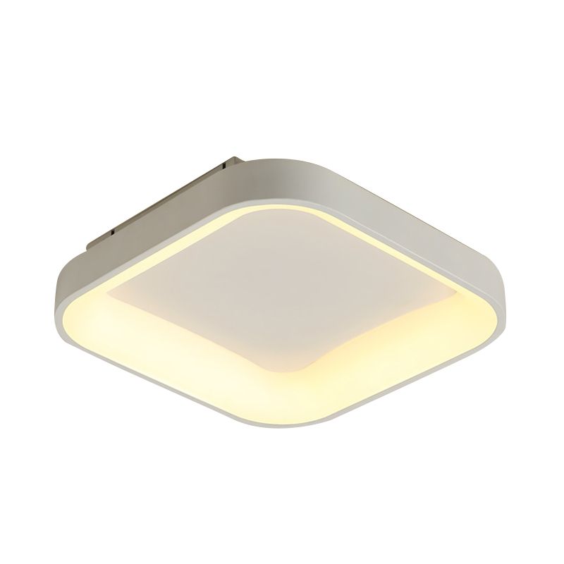 Grey/White Square Shell Flush Mount Nordic 18"/23.5" Wide LED Metal Ceiling Lighting in Warm/White Light for Bedroom