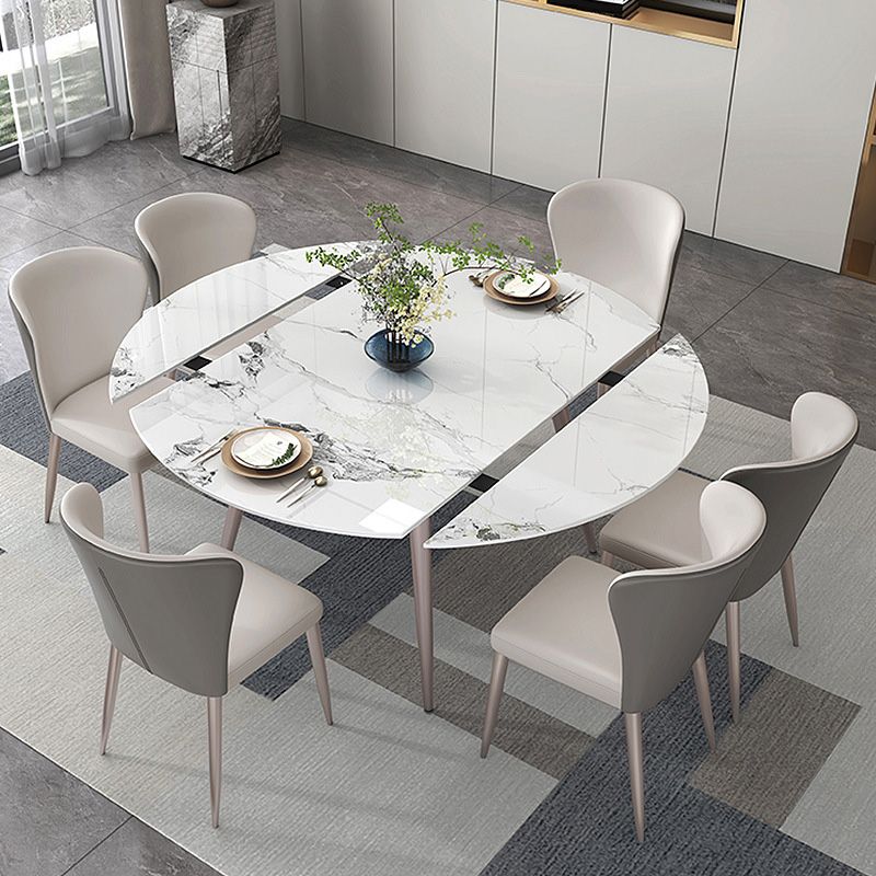 Metal Base Contemporary Dining Table Rectangle Stone Dining Table