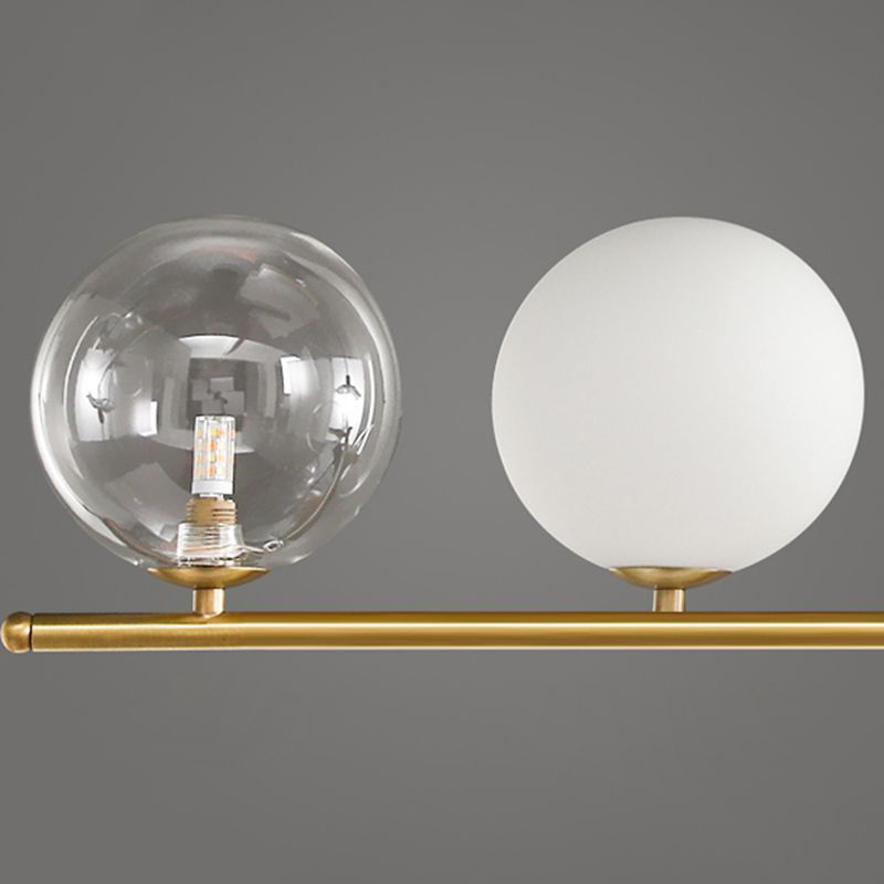 Luz de lámpara de vidrio lineal de iluminación de la isla dorada para el comedor para comedor