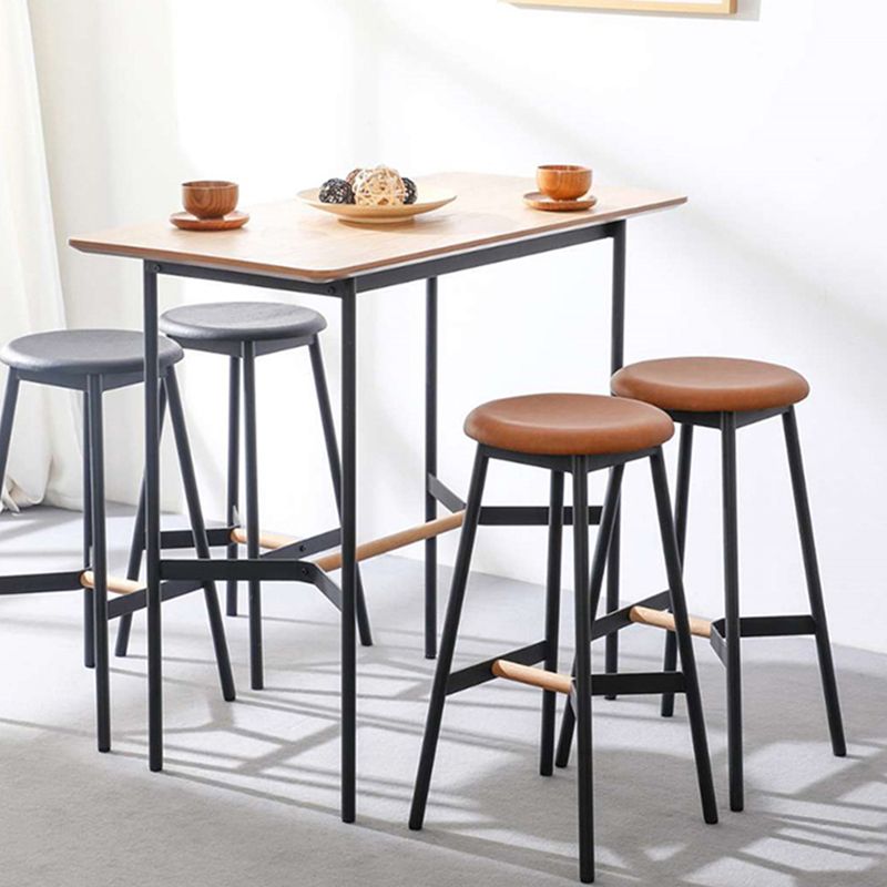 Contemporary Round Backless Armless Bar Stools with Metal Legs