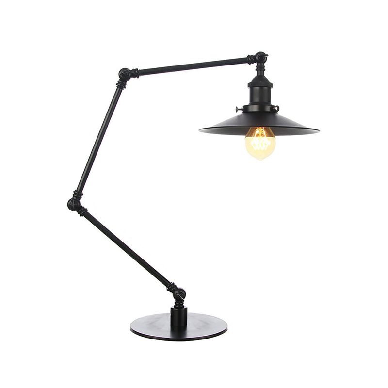 Metal Flared Shade Table Lamp Farmhouse Style 1 Light Adjustable Black/Brass Finish Table Lighting for Bedroom
