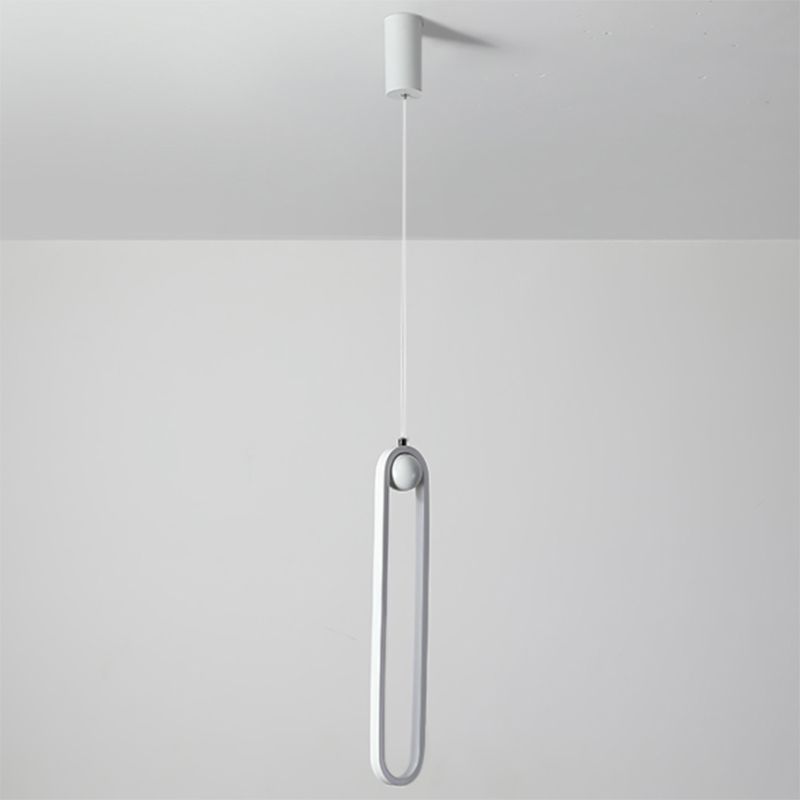 Oval Bedroom Hanging Light Fixture Metal Simple Style LED Suspended Lighting Fixture