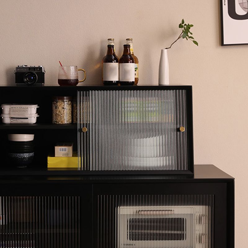 Contemporary Solid Wood Sideboard Cabinet with Sliding Glass Doors