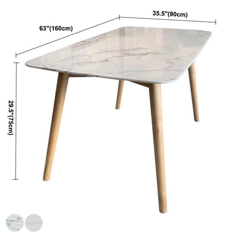 Stein Essstelle Tisch Einfachheit Rechteck Esstisch mit Holz 4 Beine