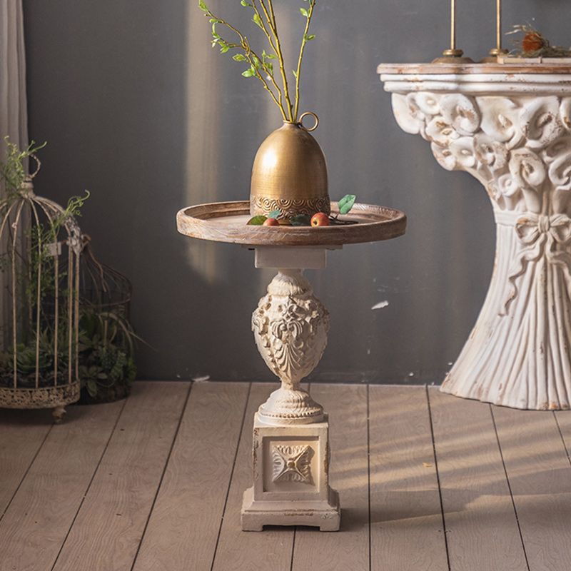 French Country Corner Table Wood Pedestal Round Accent Side Table