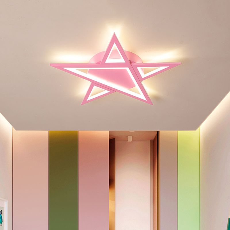 Acrylic Star Flush Mount Lighting Modernist Blue/Pink LED Ceiling Flush Mount for Bedroom