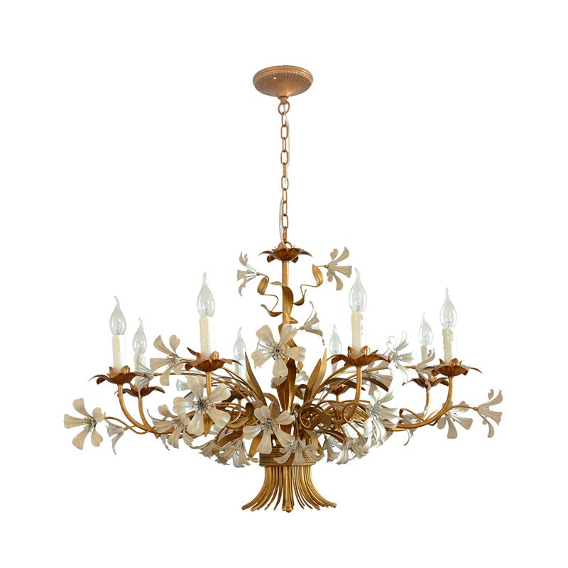 8 Heads Metallic Chandelier Lamp Brass Candlestick Bedroom Suspension Lighting Fixture