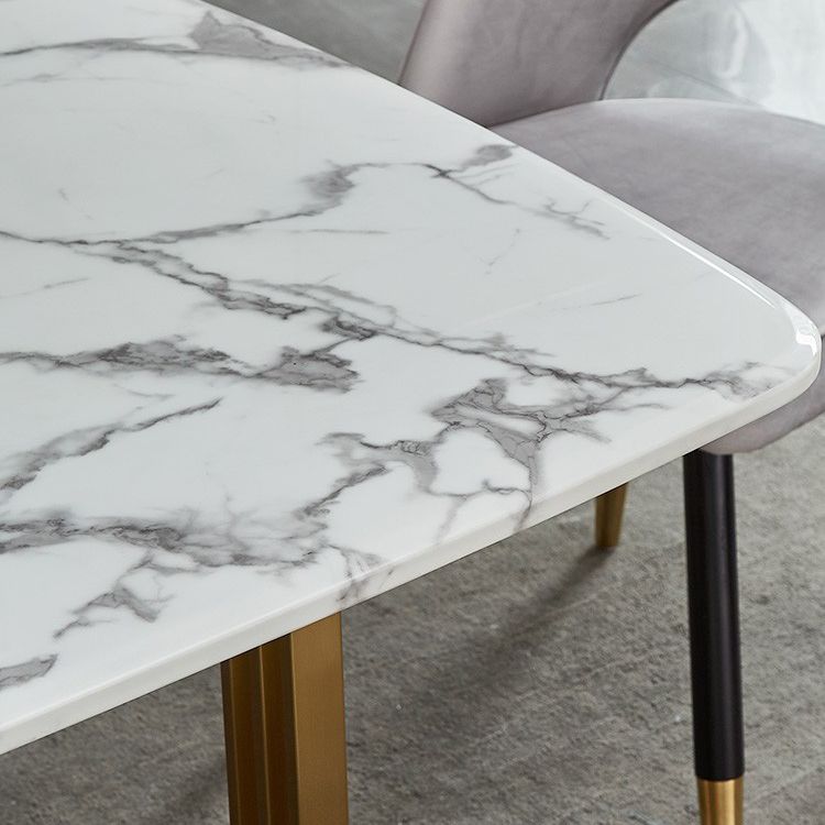 Modern Marble Top Dining Table Set Rectangle 1/4/5/7 Pieces Dining Table with Chairs