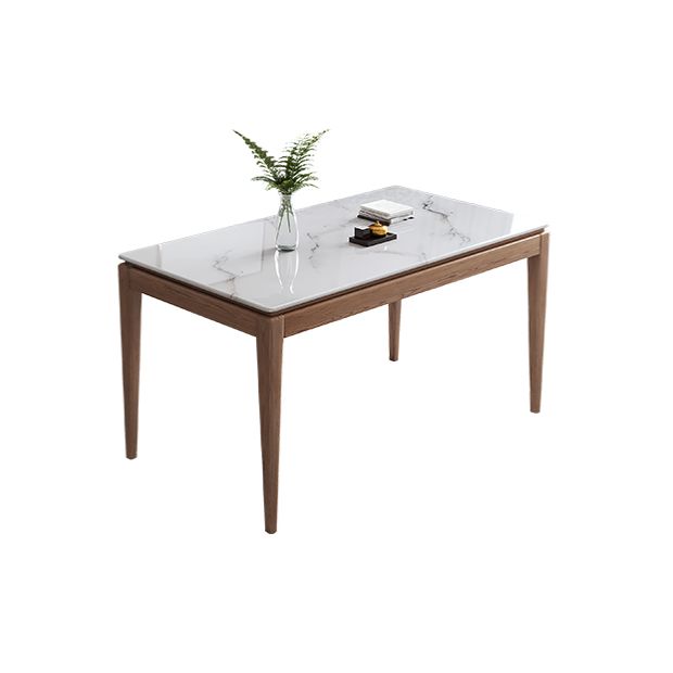 Modern Sintered Stone Standard Dining Set Rectangle Table White Dining Set With 4 Legs Base