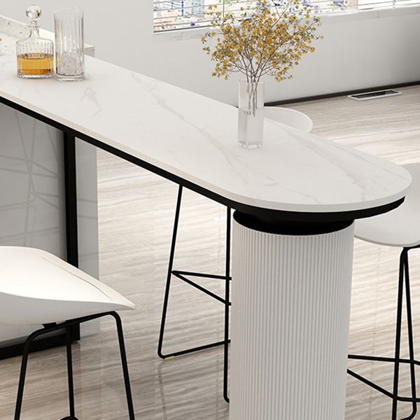 Contemporary Indoor Free Form Bar Table Stone Top and Metal Base Bar Table