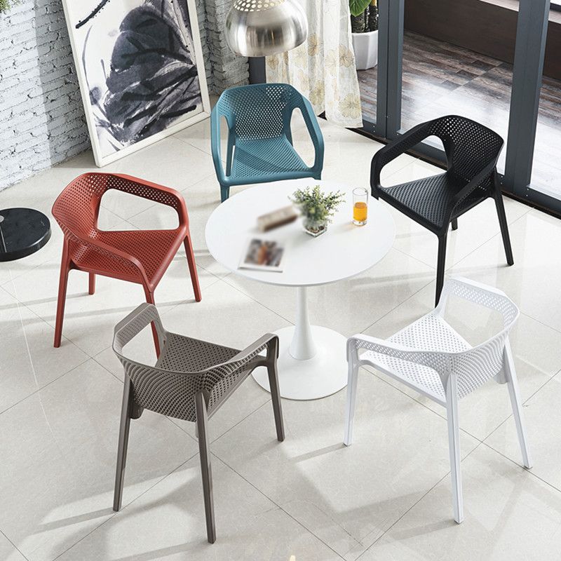 Contemporary Stackable Chair Dining Kitchen Arm Chair with Plastic Legs