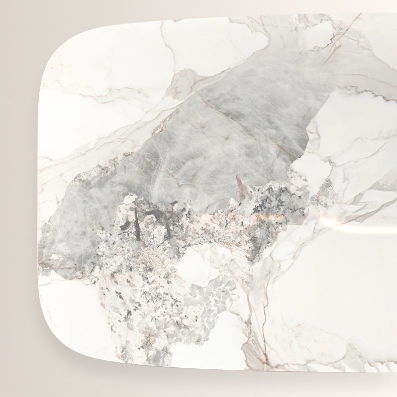 Traditional Luxury Dining Table with White Stone Rectangle Top Dining Table for Kitchen