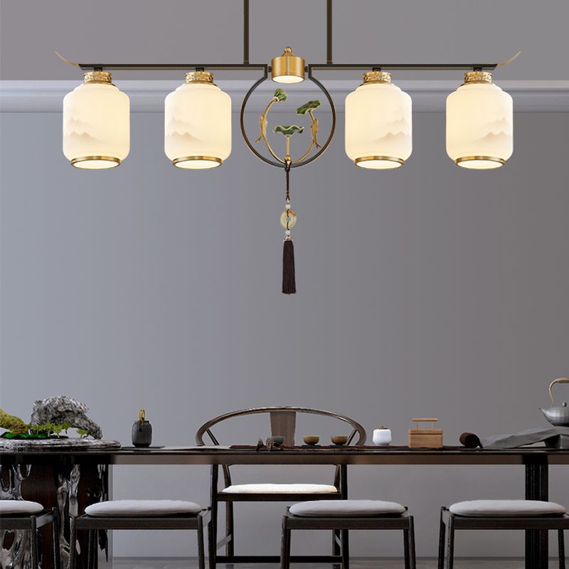 Cylinder Island Lighting Fixtures Contemporary Kitchen Island Lighting with Glass Shade