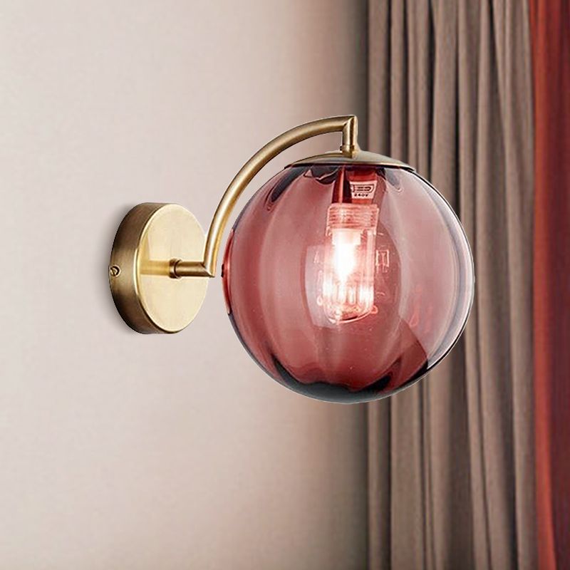 Postmodernistisch koper gewapende bal sconce lamp rood/blauw/barnsteen glas met een enkele lichtwandverlichting