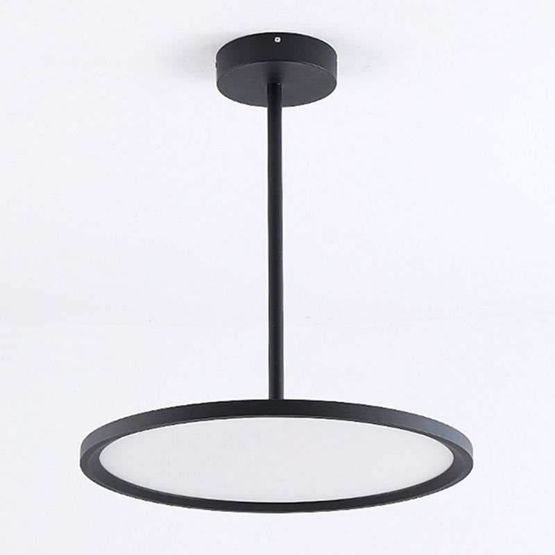 Éclair de plafond à LED à ombre plate Light acrylique Prendant minimaliste avec tige suspendue