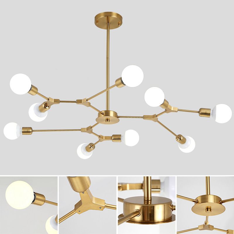 Modern Minimalist Style Branch Chandelier Lighting Fixtures Metal Chandelier for Living Room
