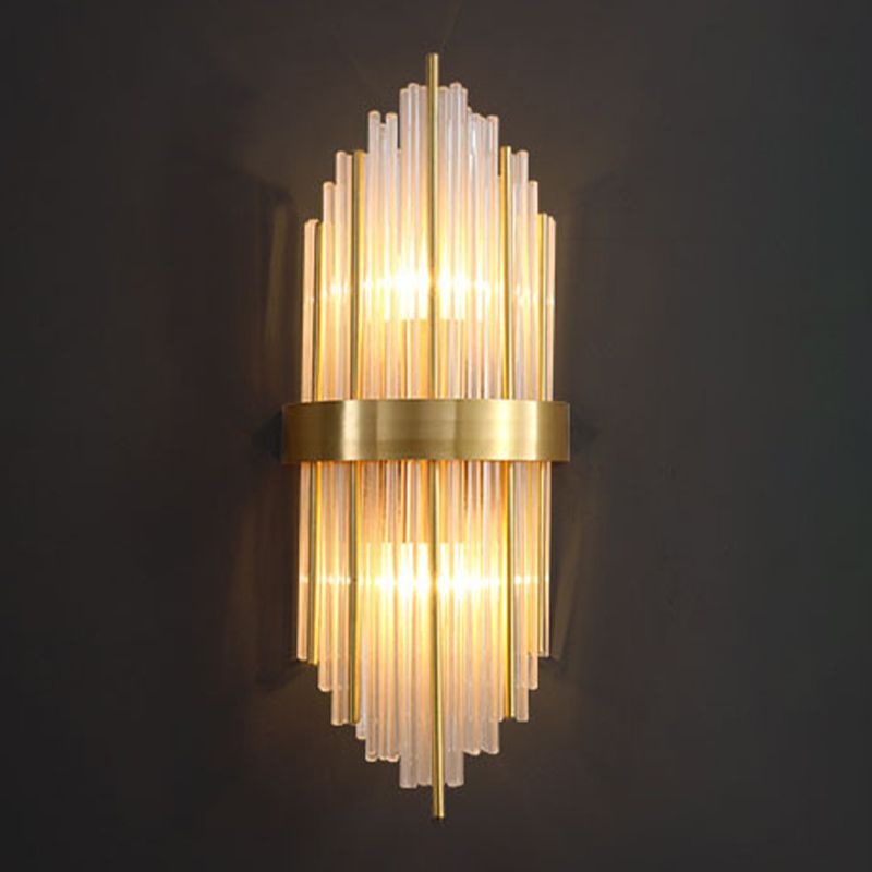 Post-Modern Wall Sconce Gold Wall Light Fixture with Crystal for Bedroom