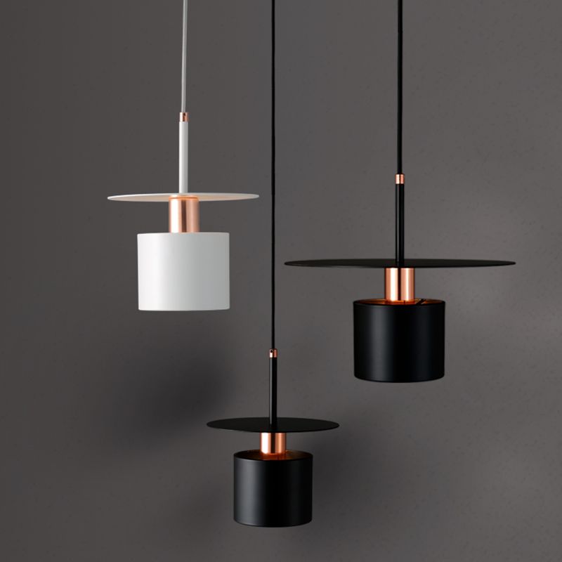 Nordischer Zylinderschatten hängend hängendes Licht, Metall 1-Licht-Hangleuchten für Innenräume