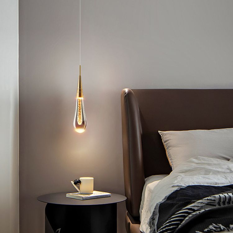 Luce a ciondolo a led lacrima oro in moderna luce in alluminio in alluminio in alluminio con tonalità di cristallo